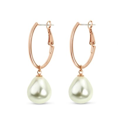 Rose Gold Oval Hoop Baroque Pearl Earring