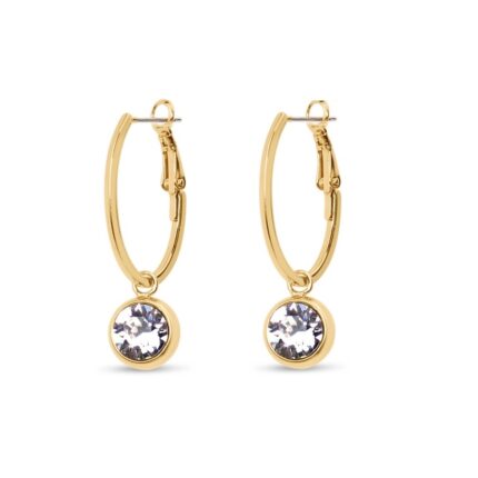 Gold Oval Swarovski Hoop Earring