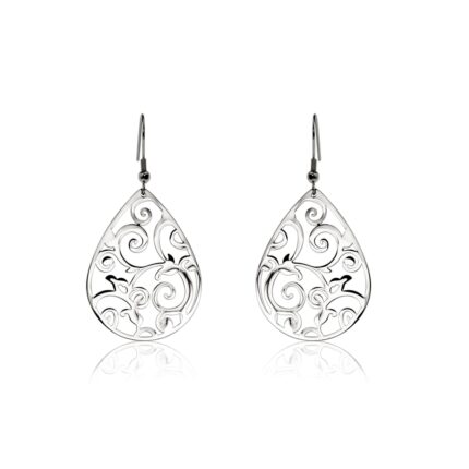 Silver Filagree Tear Drop Earrings