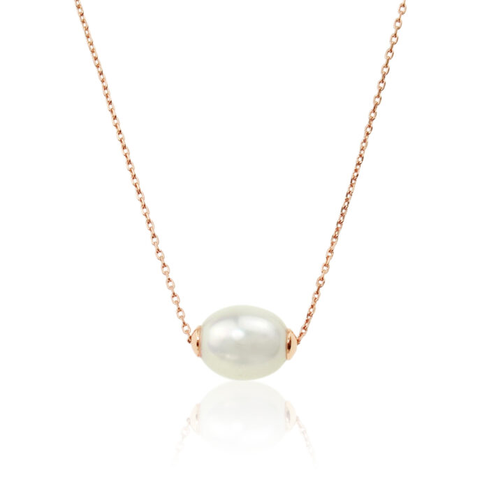 Rose Gold Freshwater Pearl Single Necklace