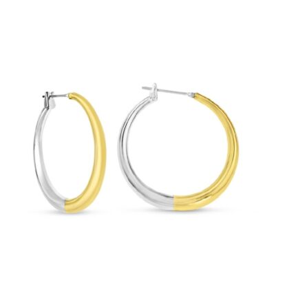 Oval 2 Tone Hoop Earrings