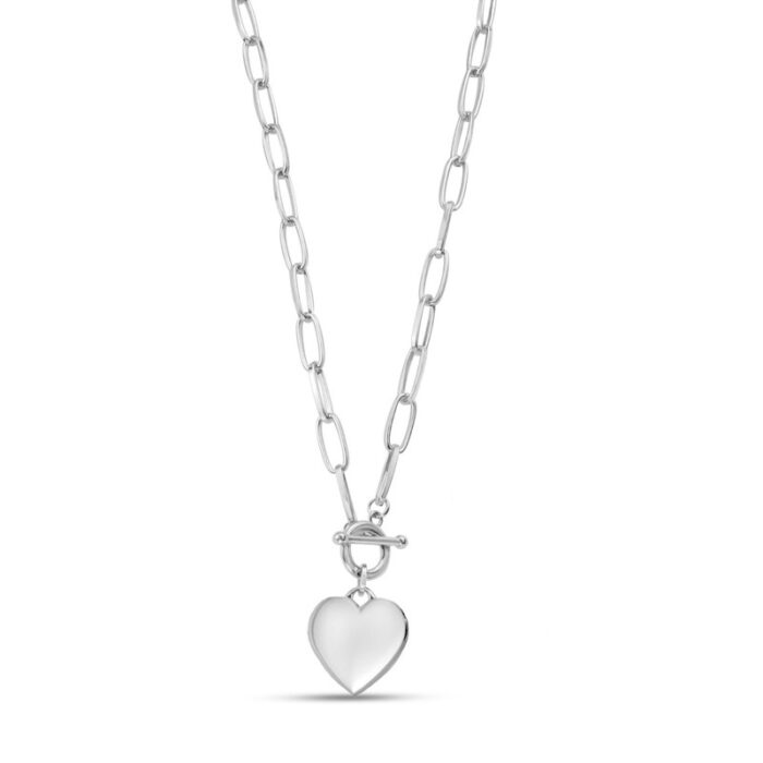 Silver Puffy Heart Necklace